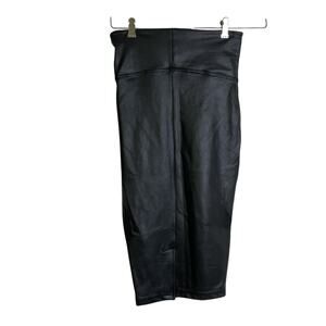 Spanx Faux Leather Pencil Skirt Black Womens Small Smoothing Stretch High Rise